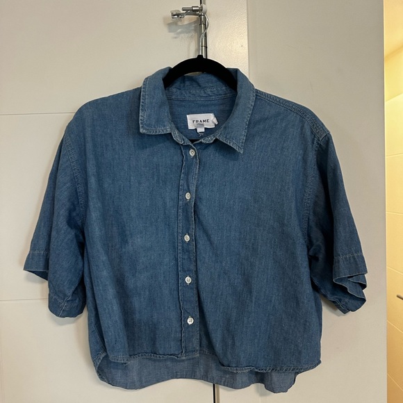 Frame Cotton Linen Cropped Shirt - Picture 15 of 15